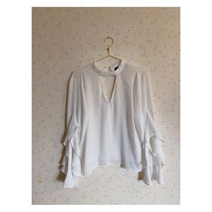 White Flowy Bell Armed Blouse